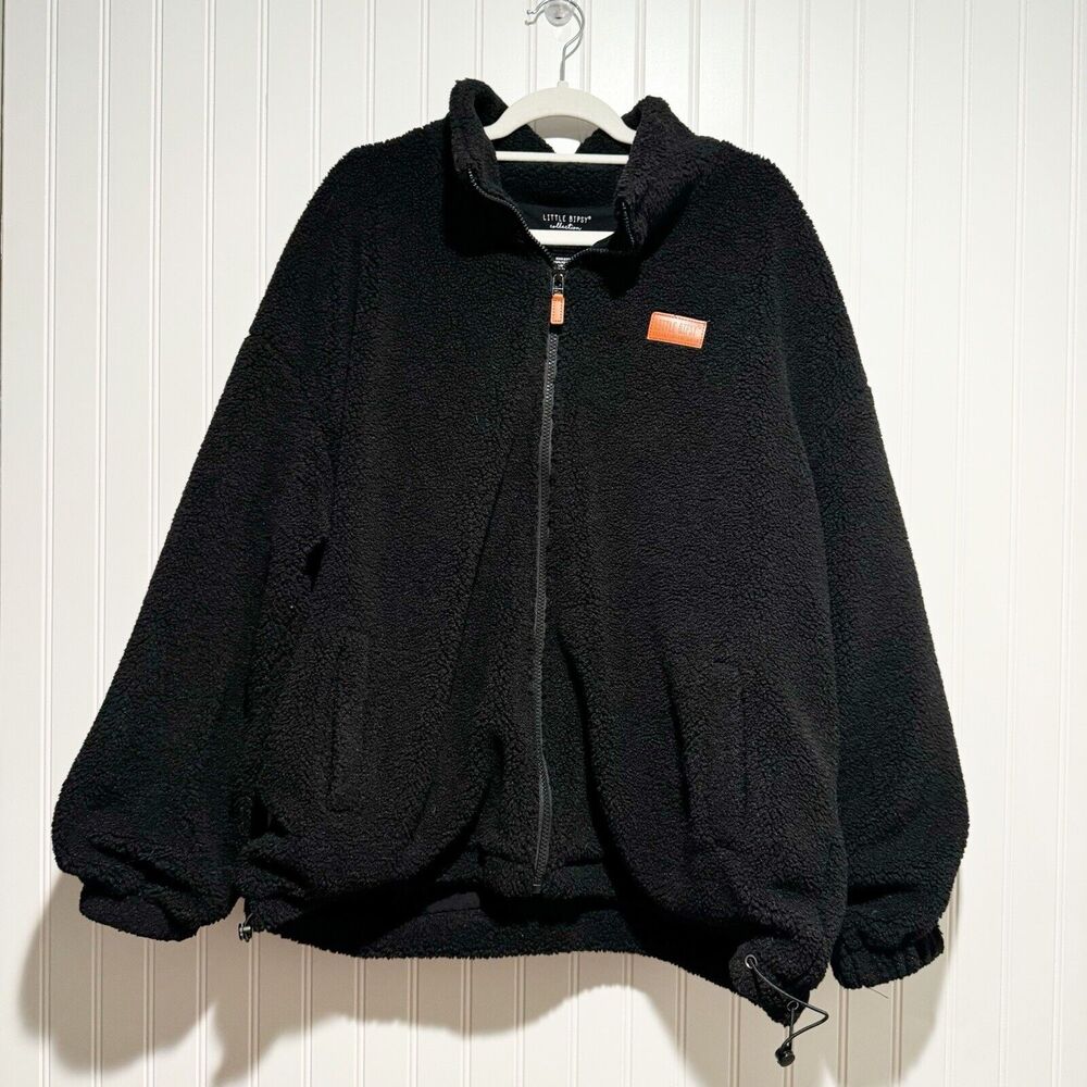 Little Bipsy Black Sherpa Jacket Zip Up Size Large